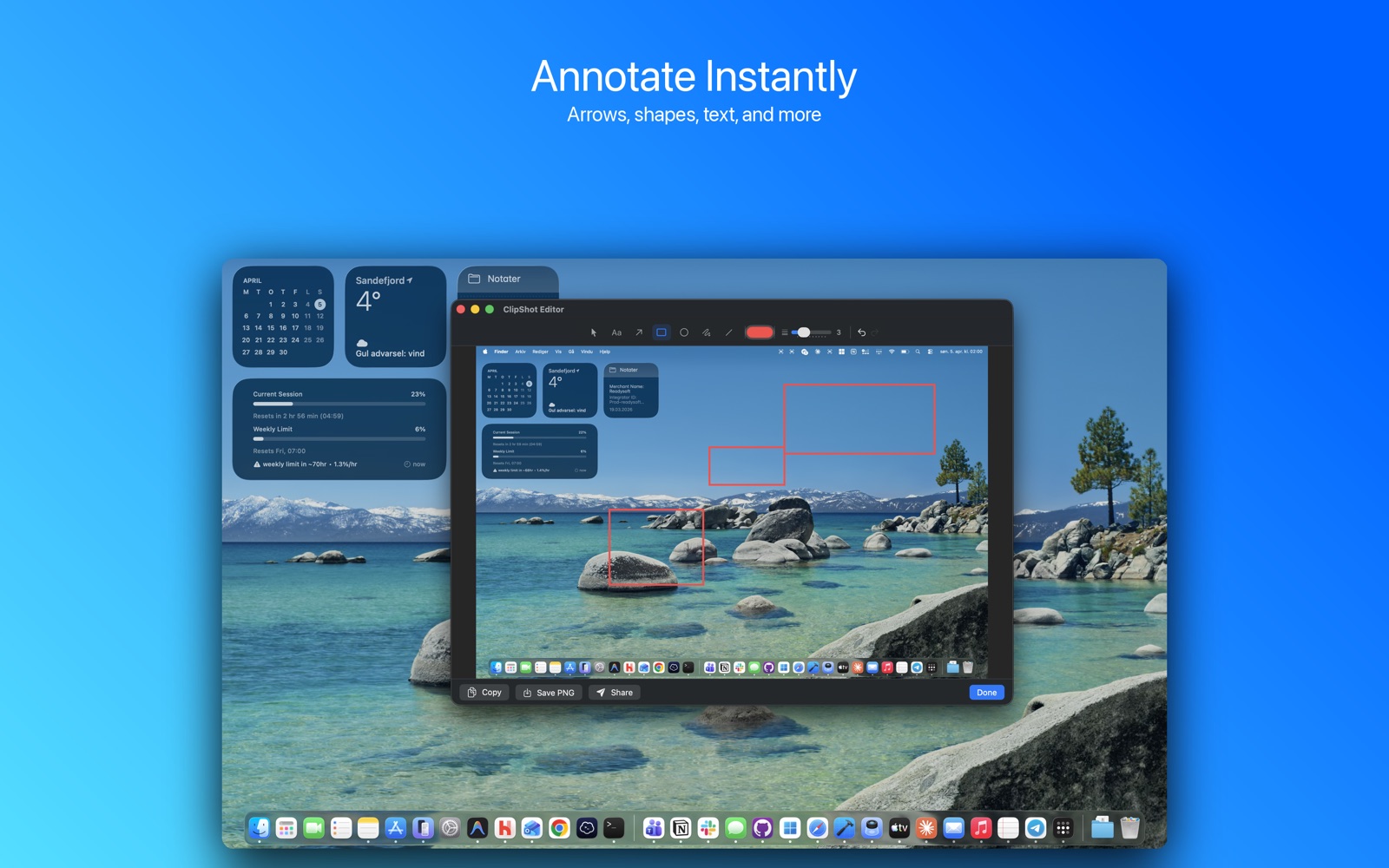 ClipShot annotation editor for Mac with arrows and markup tools